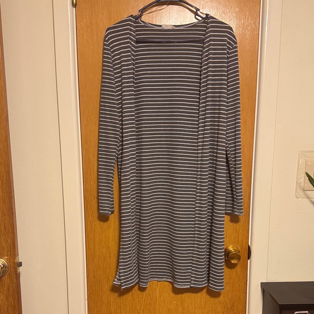 Olivia Rae Gray and White Striped Top